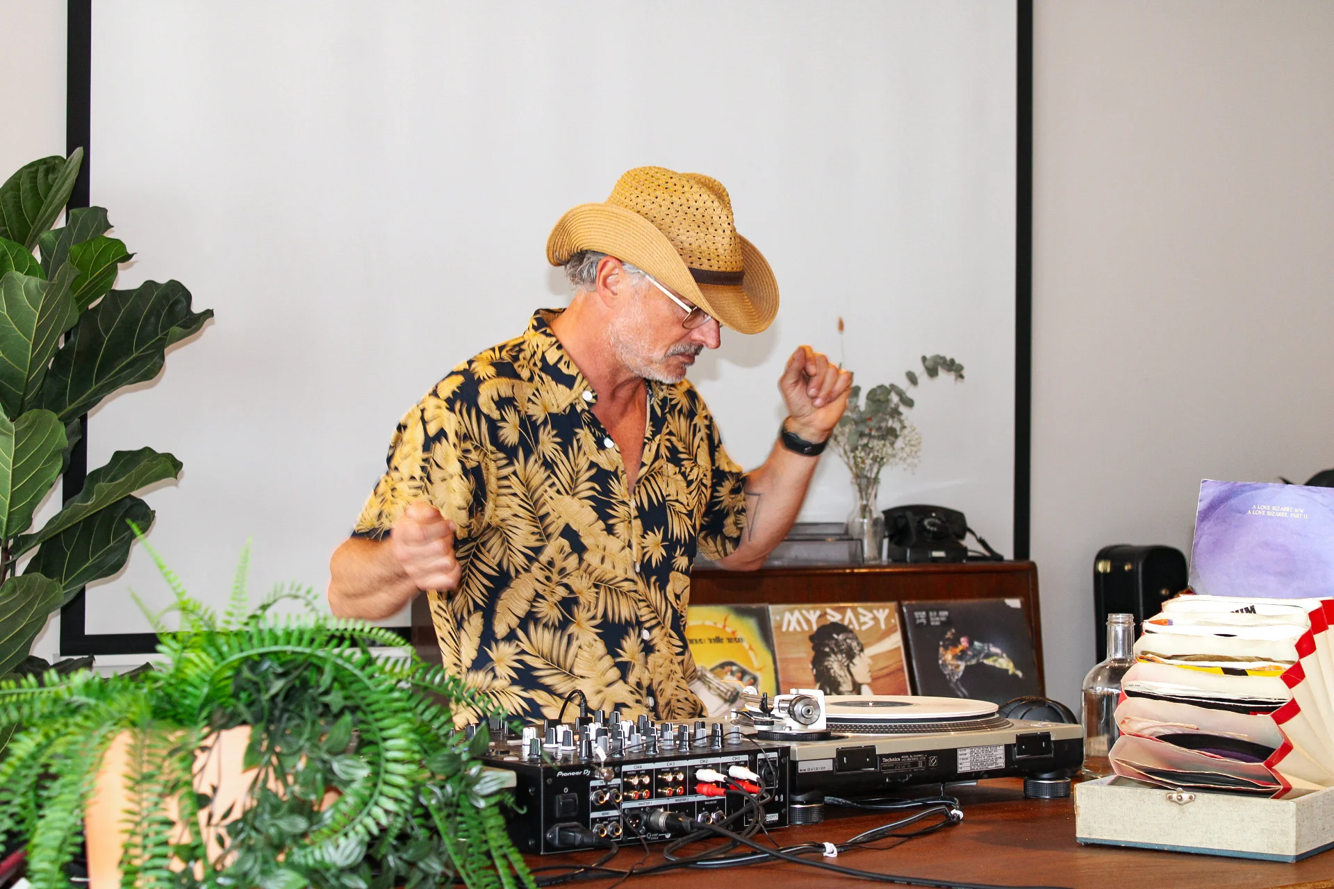DJ with vinyl records